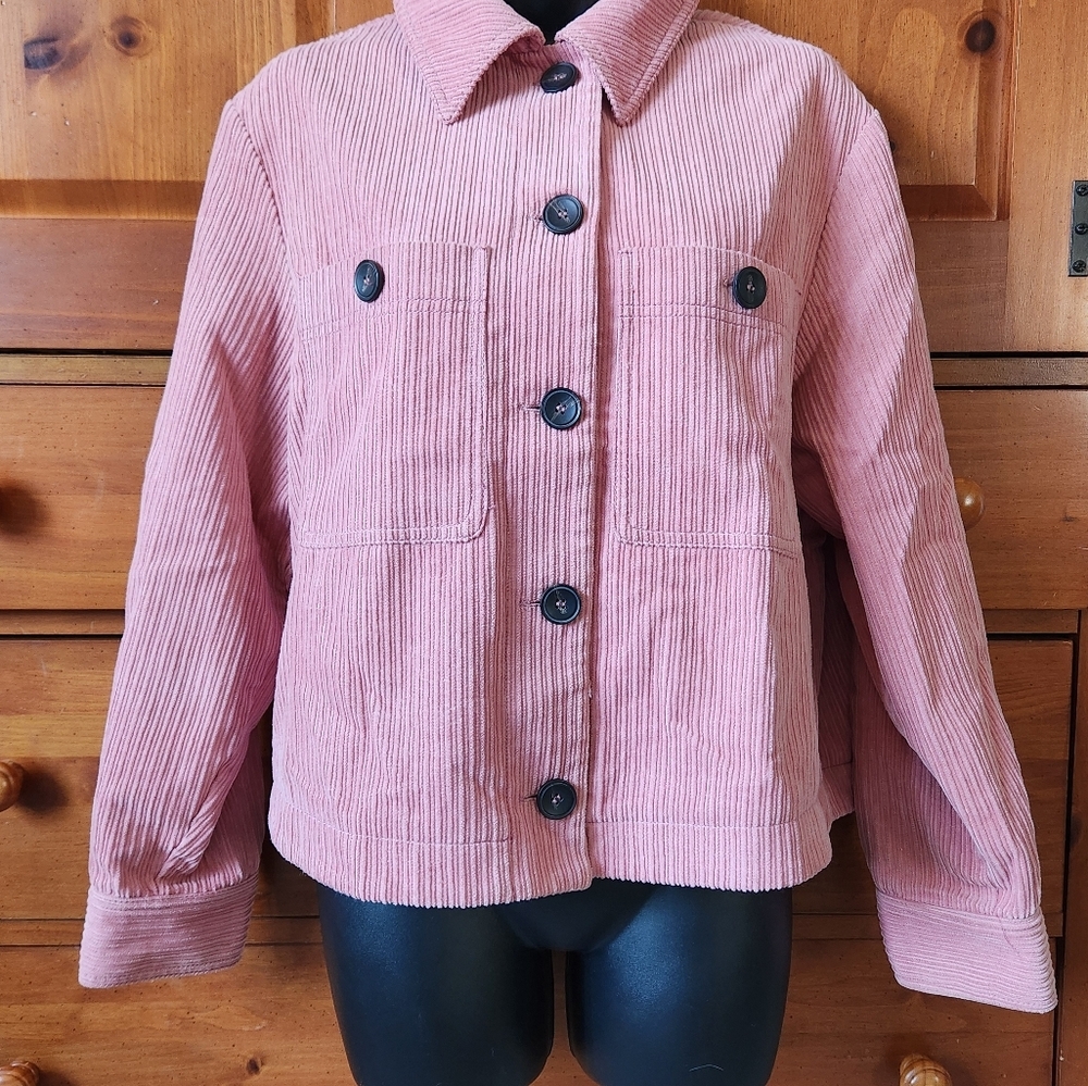 Zara Mauve Or Blush Cropped Corduroy Overshirt - Size S - Picture 3 of 7